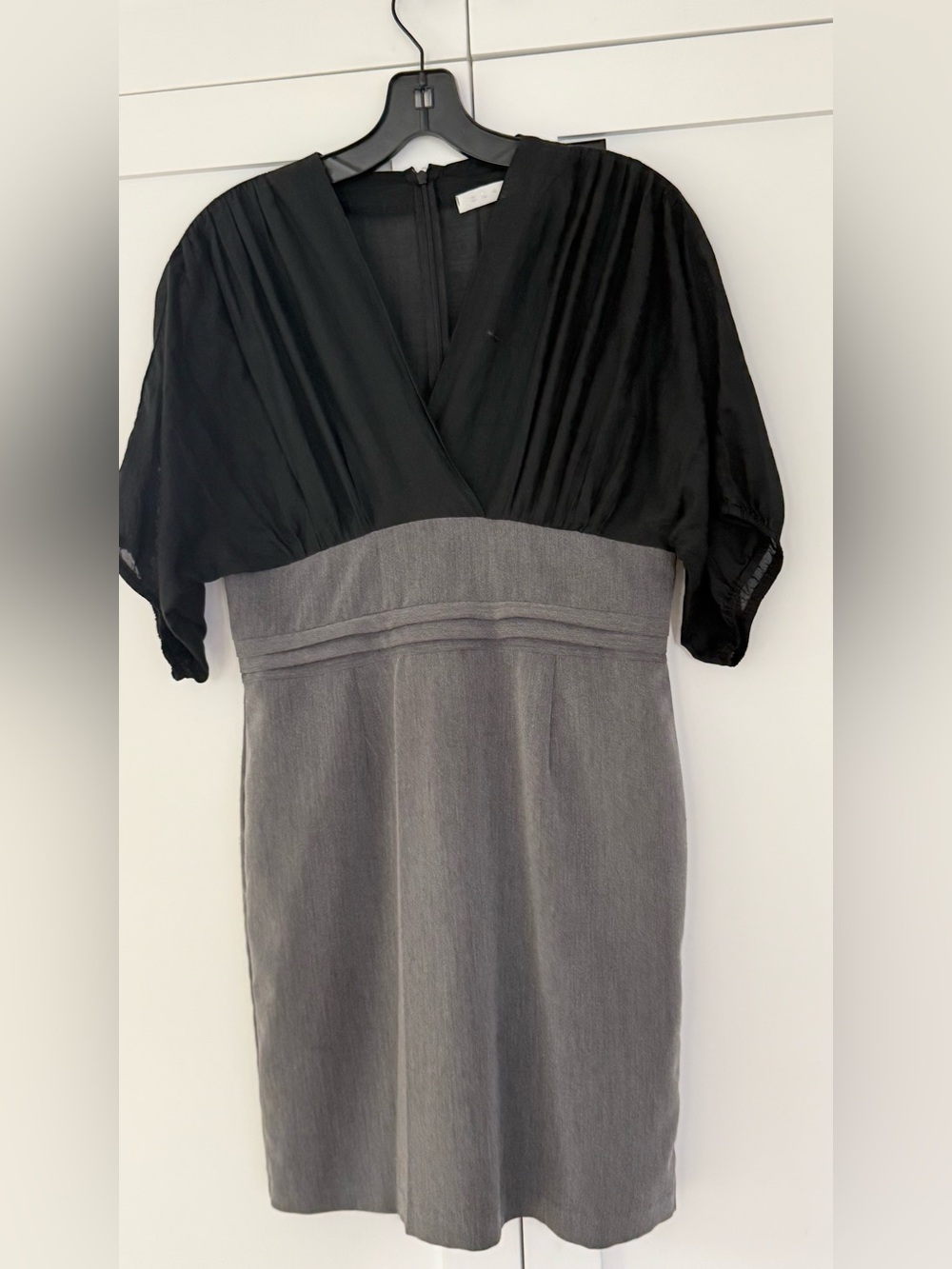 glam Black and Gray Two-Tone Midi Dress